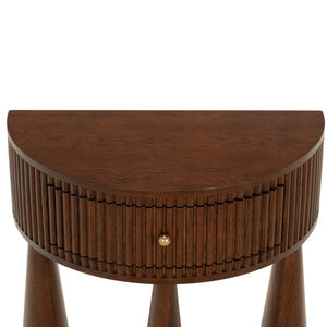 Safavieh Vivietta Fluted Walnut Nightstand with Brass Hardware for Modern Bedroom Elegance SFV4286A