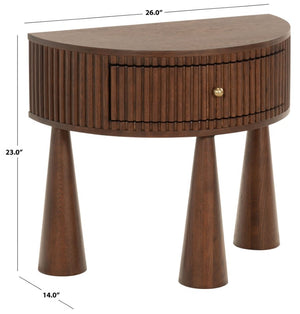 Safavieh Vivietta Fluted Walnut Nightstand with Brass Hardware for Modern Bedroom Elegance SFV4286A