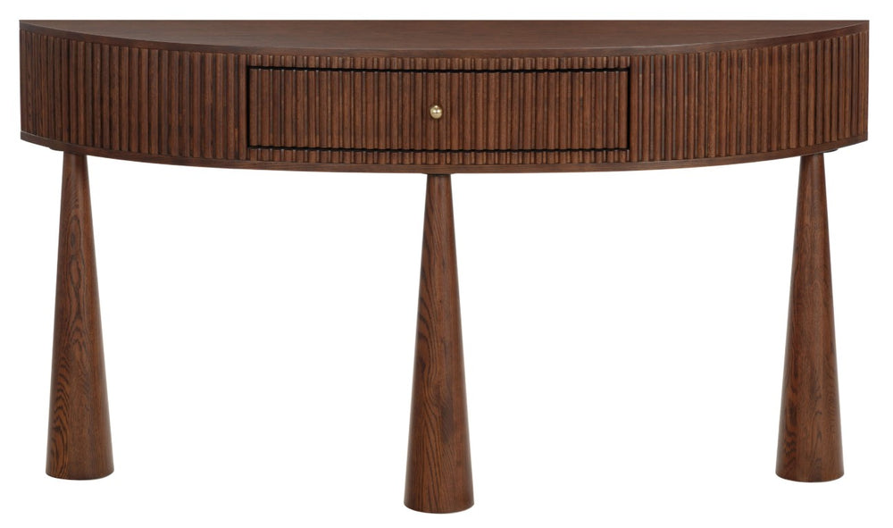 Safavieh Vivietta Fluted Walnut Console Table with Brass Hardware for Entryway or Living Room SFV4287A
