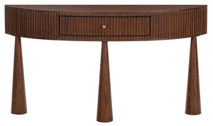 Safavieh Vivietta Fluted Walnut Console Table with Brass Hardware for Entryway or Living Room SFV4287A