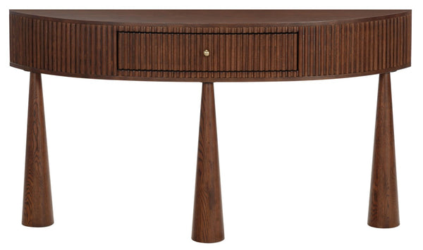 Safavieh Vivietta Fluted Walnut Console Table with Brass Hardware for Entryway or Living Room SFV4287A
