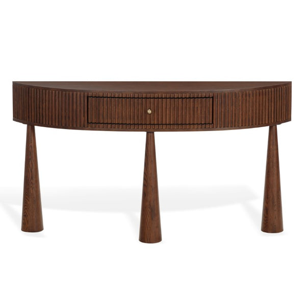 Safavieh Vivietta Fluted Walnut Console Table with Brass Hardware for Entryway or Living Room SFV4287A