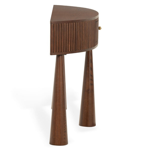 Safavieh Vivietta Fluted Walnut Console Table with Brass Hardware for Entryway or Living Room SFV4287A