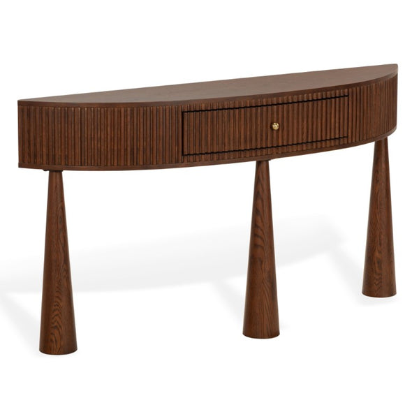 Safavieh Vivietta Fluted Walnut Console Table with Brass Hardware for Entryway or Living Room SFV4287A