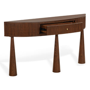 Safavieh Vivietta Fluted Walnut Console Table with Brass Hardware for Entryway or Living Room SFV4287A