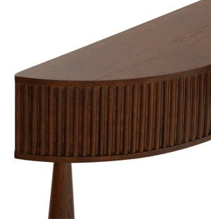 Safavieh Vivietta Fluted Walnut Console Table with Brass Hardware for Entryway or Living Room SFV4287A