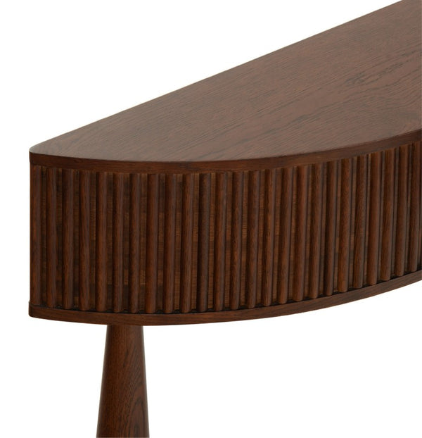 Safavieh Vivietta Fluted Walnut Console Table with Brass Hardware for Entryway or Living Room SFV4287A