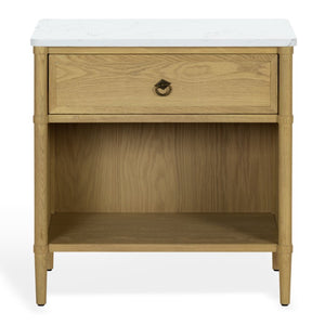 Safavieh Alexarose Marble Top Nightstand with Oak Body Single Drawer Bedside Storage Gray SFV4288A