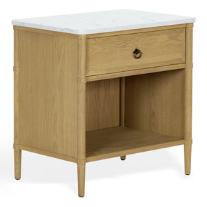 Safavieh Alexarose Marble Top Nightstand with Oak Body Single Drawer Bedside Storage Gray SFV4288A