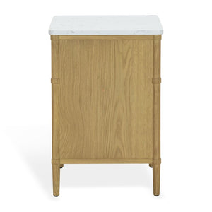 Safavieh Alexarose Marble Top Nightstand with Oak Body Single Drawer Bedside Storage Gray SFV4288A