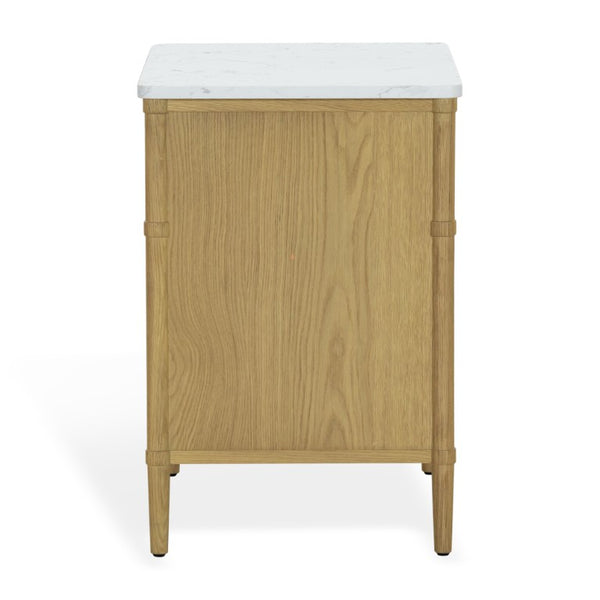Safavieh Alexarose Marble Top Nightstand with Oak Body Single Drawer Bedside Storage Gray SFV4288A