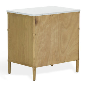Safavieh Alexarose Marble Top Nightstand with Oak Body Single Drawer Bedside Storage Gray SFV4288A