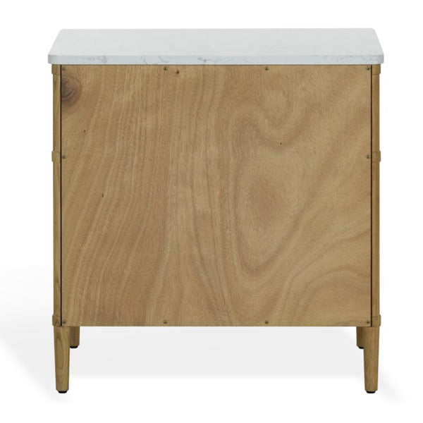 Safavieh Alexarose Marble Top Nightstand with Oak Body Single Drawer Bedside Storage Gray SFV4288A