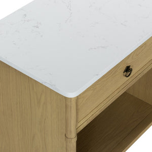 Safavieh Alexarose Marble Top Nightstand with Oak Body Single Drawer Bedside Storage Gray SFV4288A