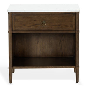 Safavieh Alexarose Marble Top Nightstand with Oak Body Single Drawer Bedside Storage Brown SFV4288B