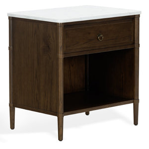 Safavieh Alexarose Marble Top Nightstand with Oak Body Single Drawer Bedside Storage Brown SFV4288B