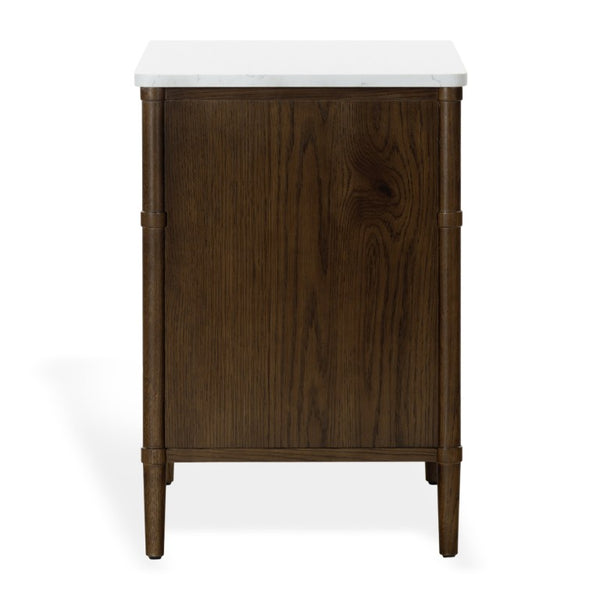 Safavieh Alexarose Marble Top Nightstand with Oak Body Single Drawer Bedside Storage Brown SFV4288B