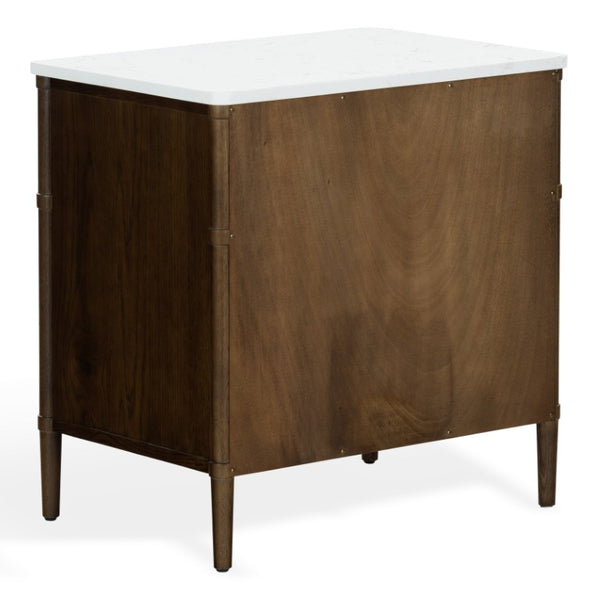 Safavieh Alexarose Marble Top Nightstand with Oak Body Single Drawer Bedside Storage Brown SFV4288B