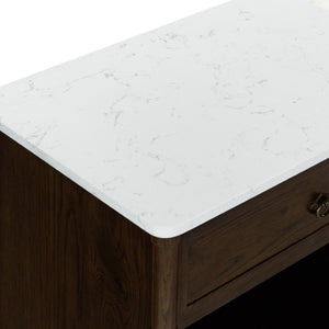 Safavieh Alexarose Marble Top Nightstand with Oak Body Single Drawer Bedside Storage Brown SFV4288B