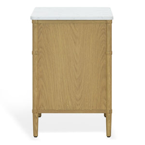 Safavieh Alexarose Three Drawer Nightstand with Marble Top Greige Oak Finish Bedroom Storage Gray SFV4289A