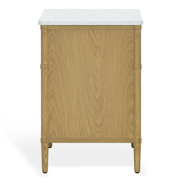 Safavieh Alexarose Three Drawer Nightstand with Marble Top Greige Oak Finish Bedroom Storage Gray SFV4289A