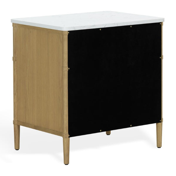 Safavieh Alexarose Three Drawer Nightstand with Marble Top Greige Oak Finish Bedroom Storage Gray SFV4289A