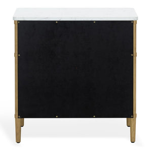 Safavieh Alexarose Three Drawer Nightstand with Marble Top Greige Oak Finish Bedroom Storage Gray SFV4289A