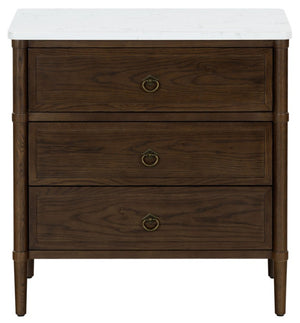 Safavieh Alexarose Three Drawer Nightstand with Marble Top Greige Oak Finish Bedroom Storage Brown SFV4289B