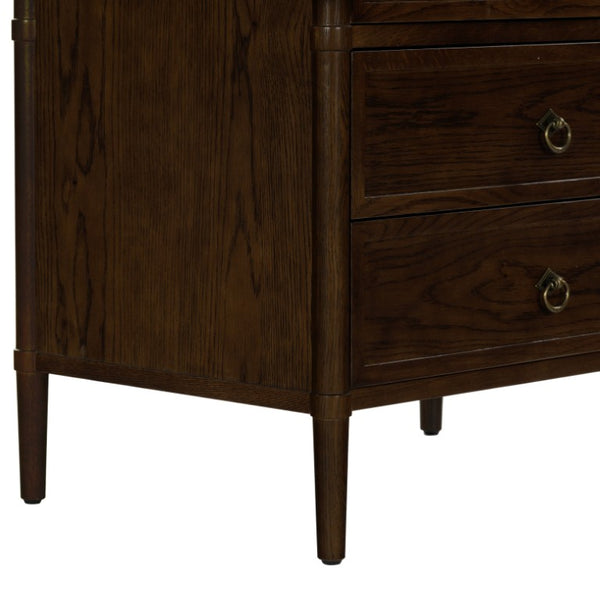 Safavieh Alexarose Three Drawer Nightstand with Marble Top Greige Oak Finish Bedroom Storage Brown SFV4289B