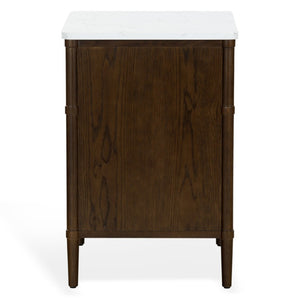 Safavieh Alexarose Three Drawer Nightstand with Marble Top Greige Oak Finish Bedroom Storage Brown SFV4289B