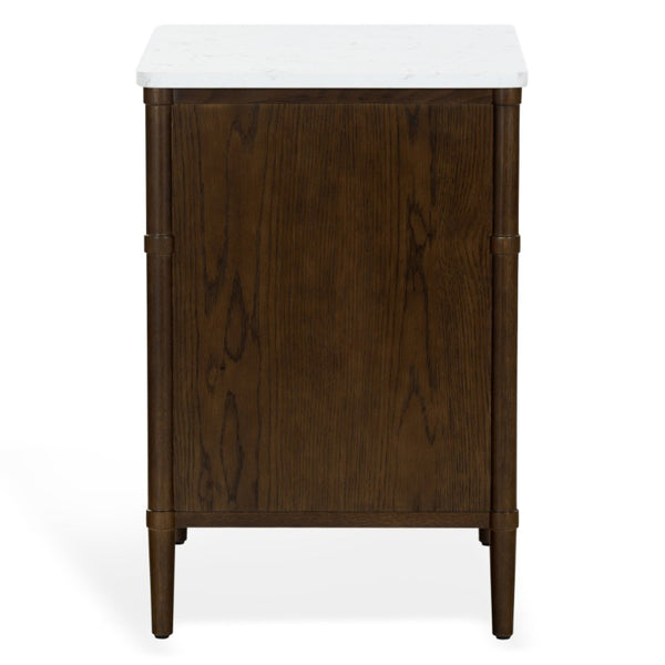 Safavieh Alexarose Three Drawer Nightstand with Marble Top Greige Oak Finish Bedroom Storage Brown SFV4289B