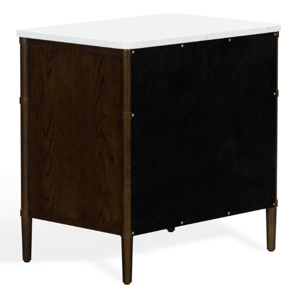 Safavieh Alexarose Three Drawer Nightstand with Marble Top Greige Oak Finish Bedroom Storage Brown SFV4289B