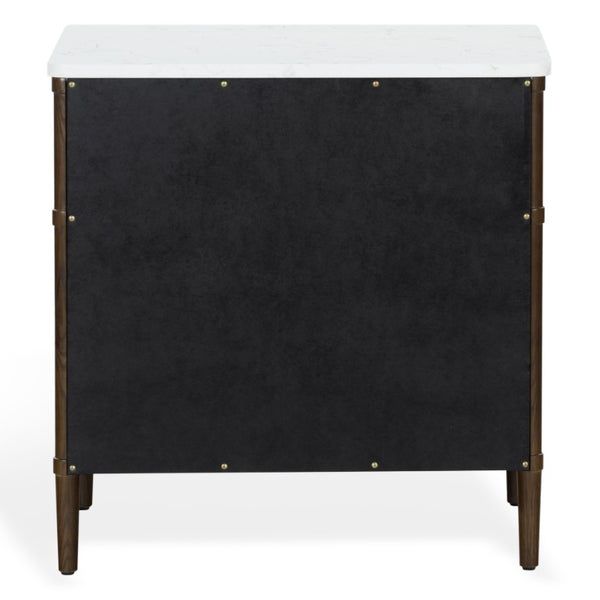 Safavieh Alexarose Three Drawer Nightstand with Marble Top Greige Oak Finish Bedroom Storage Brown SFV4289B