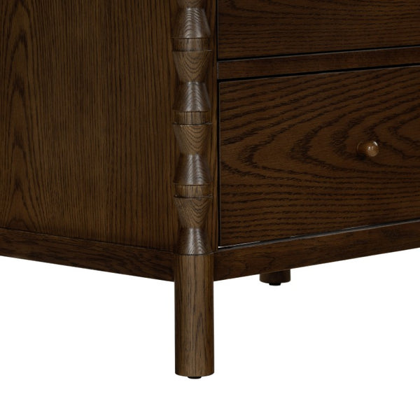 Safavieh Alyssabelle Walnut Finish Two Drawer Nightstand with Artisan Carved Legs for Bedroom Brown SFV4290A