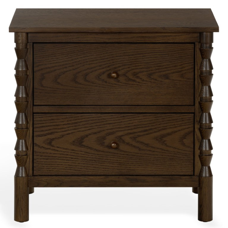 Safavieh Alyssabelle Walnut Finish Two Drawer Nightstand with Artisan Carved Legs for Bedroom Brown SFV4290A