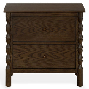 Safavieh Alyssabelle Walnut Finish Two Drawer Nightstand with Artisan Carved Legs for Bedroom Brown SFV4290A
