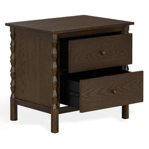 Safavieh Alyssabelle Walnut Finish Two Drawer Nightstand with Artisan Carved Legs for Bedroom Brown SFV4290A