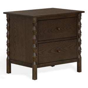 Safavieh Alyssabelle Walnut Finish Two Drawer Nightstand with Artisan Carved Legs for Bedroom Brown SFV4290A