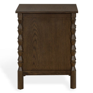 Safavieh Alyssabelle Walnut Finish Two Drawer Nightstand with Artisan Carved Legs for Bedroom Brown SFV4290A