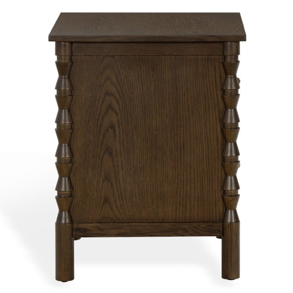 Safavieh Alyssabelle Walnut Finish Two Drawer Nightstand with Artisan Carved Legs for Bedroom Brown SFV4290A
