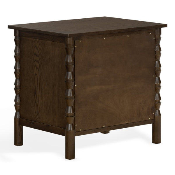 Safavieh Alyssabelle Walnut Finish Two Drawer Nightstand with Artisan Carved Legs for Bedroom Brown SFV4290A