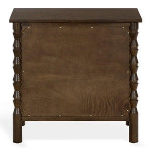 Safavieh Alyssabelle Walnut Finish Two Drawer Nightstand with Artisan Carved Legs for Bedroom Brown SFV4290A