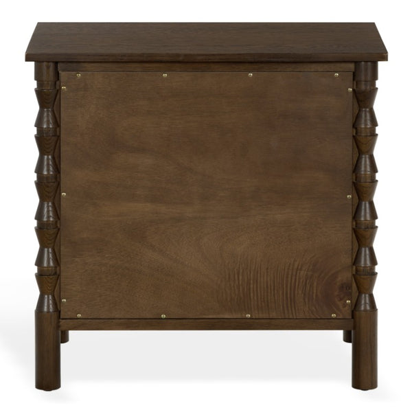 Safavieh Alyssabelle Walnut Finish Two Drawer Nightstand with Artisan Carved Legs for Bedroom Brown SFV4290A