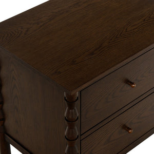 Safavieh Alyssabelle Walnut Finish Two Drawer Nightstand with Artisan Carved Legs for Bedroom Brown SFV4290A