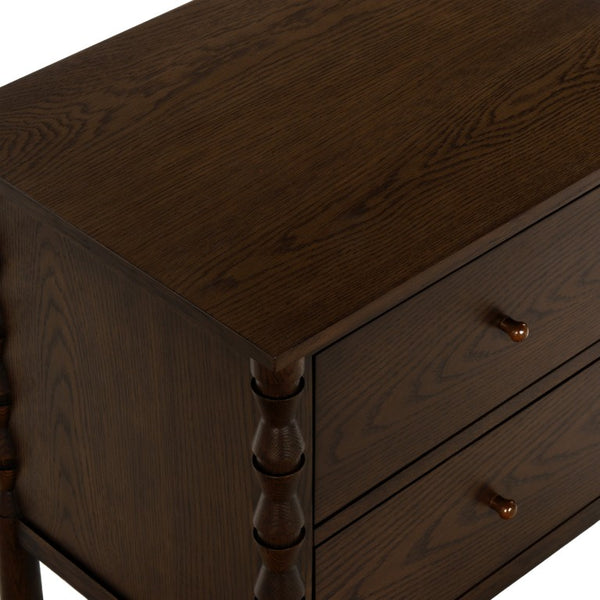 Safavieh Alyssabelle Walnut Finish Two Drawer Nightstand with Artisan Carved Legs for Bedroom Brown SFV4290A