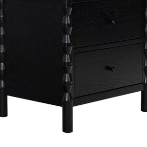 Safavieh Alyssabelle Walnut Finish Two Drawer Nightstand with Artisan Carved Legs for Bedroom Black SFV4290B