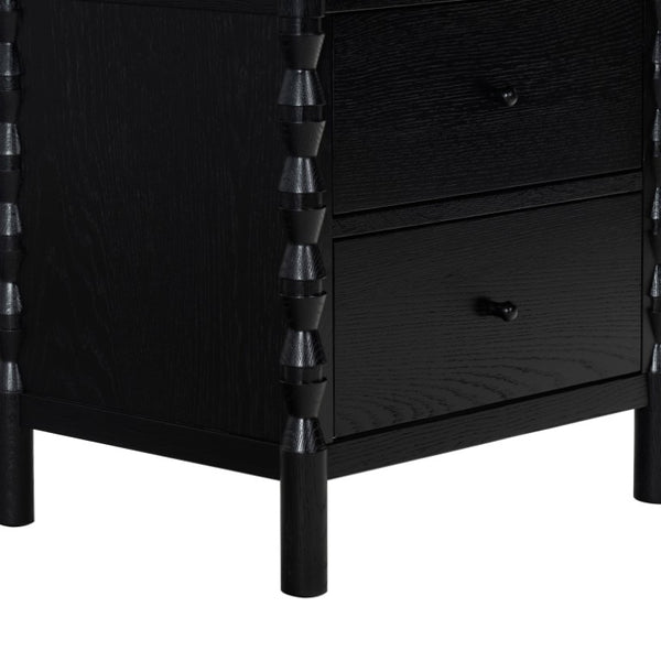 Safavieh Alyssabelle Walnut Finish Two Drawer Nightstand with Artisan Carved Legs for Bedroom Black SFV4290B