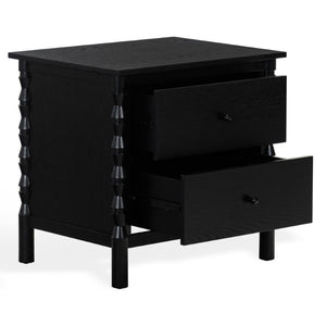 Safavieh Alyssabelle Walnut Finish Two Drawer Nightstand with Artisan Carved Legs for Bedroom Black SFV4290B