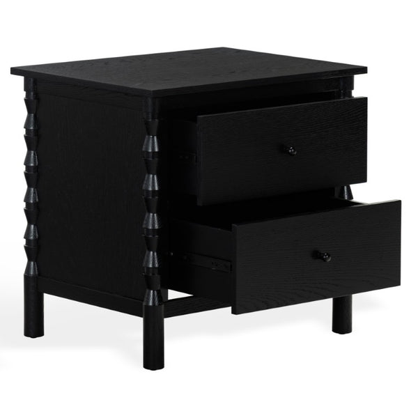 Safavieh Alyssabelle Walnut Finish Two Drawer Nightstand with Artisan Carved Legs for Bedroom Black SFV4290B