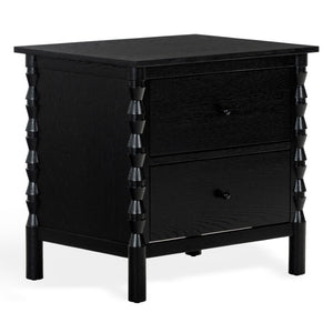 Safavieh Alyssabelle Walnut Finish Two Drawer Nightstand with Artisan Carved Legs for Bedroom Black SFV4290B